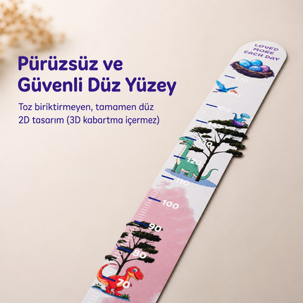 Ahşap Çocuk Boy Ölçer - Dinozorlar Dünyası Temalı - Cm Ölçü