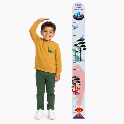 Ahşap Çocuk Boy Ölçer - Dinozorlar Dünyası Temalı - Cm Ölçü