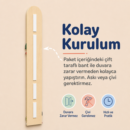 Ahşap Çocuk Boy Ölçer - Orman Arkadaşları Temalı - Cm Ölçü