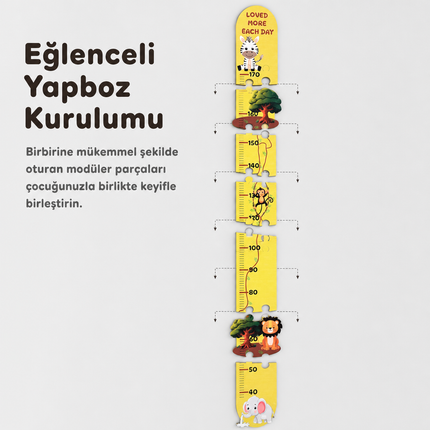 Ahşap Çocuk Boy Ölçer - Orman Arkadaşları Temalı - Cm Ölçü
