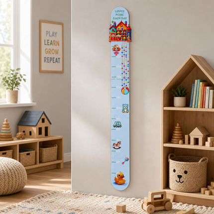 Ahşap Çocuk Boy Ölçer - Oyun Evi Temalı - Cm Ölçü