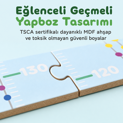 Kişiye İsimli Özel Ahşap Çocuk Boy Ölçer - Oyun Evi Temalı - Cm Ölçü