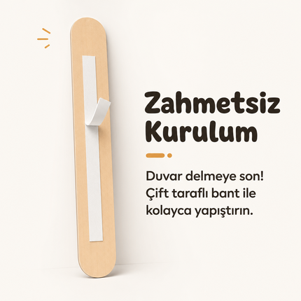Ahşap Çocuk Boy Ölçer - Yarış Yolu Temalı - Cm Ölçü