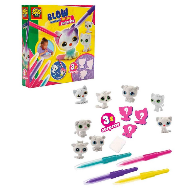 Boya Üfleme Kalemi 3x Kedicik Sürprizi