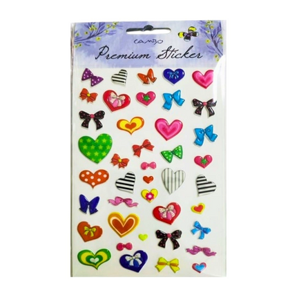 Bu-Bu Puf Stickers Papyonlu Kalp