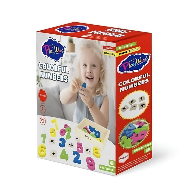 26 Piece Wooden Cased Colorful Figures in a Box