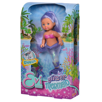 Evi Love Sparkly Mermaid Doll with a Tail Fin that Glows When Shaked SMB-105733482