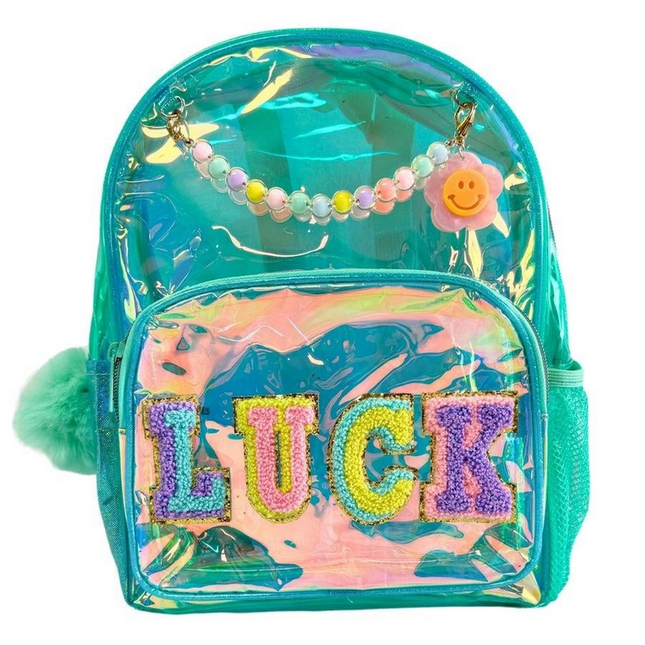 Vest Embroidery Backpack Transparent Turquoise