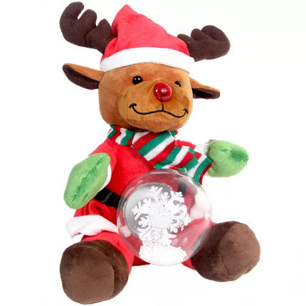Christmas Snow Globe Battery Operated Plush Reindeer