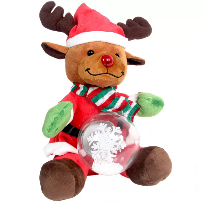 Christmas Snow Globe Battery Operated Plush Reindeer