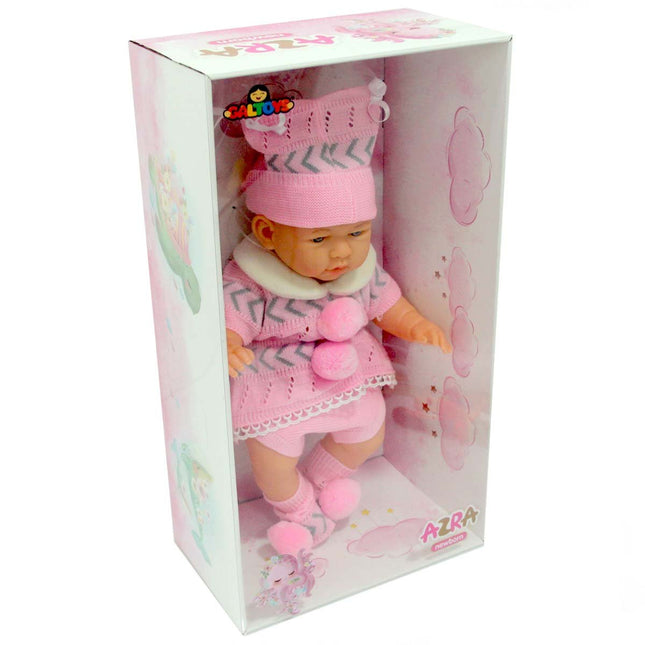 Newborn Baby Azra in Pink and Gray Dress