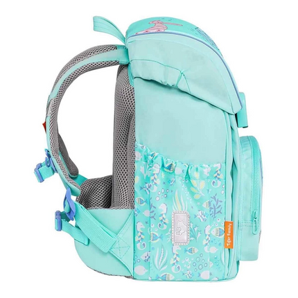 Green School Bag with Mermaid Tail Pattern
