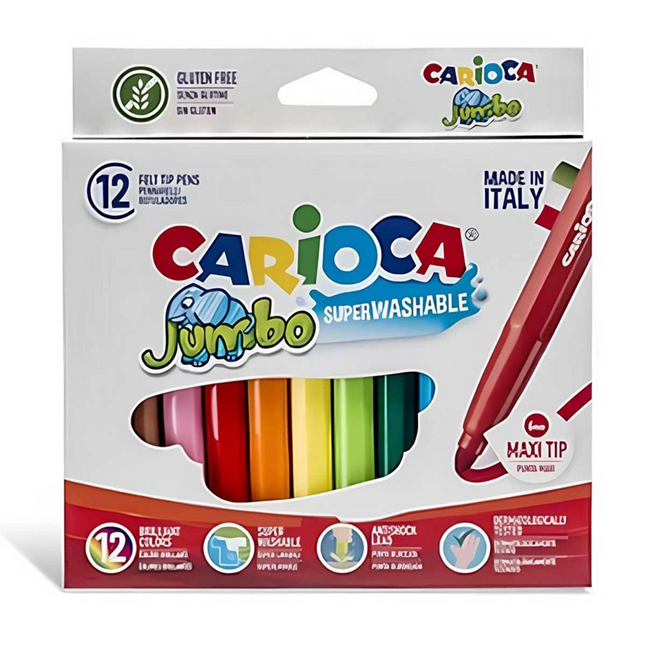 Carioca Jumbo Süper Yıkanabilir Keçeli Boya Kalemi 12’li
