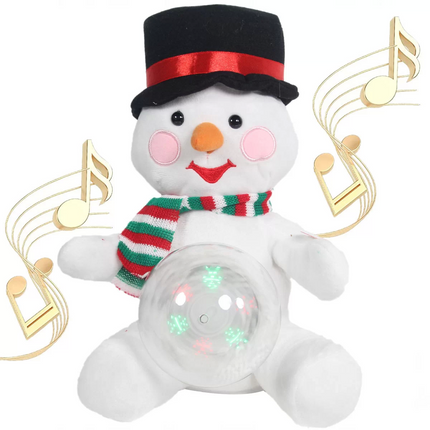 Battery-Operated Plush Snowman with Christmas Snow Globe