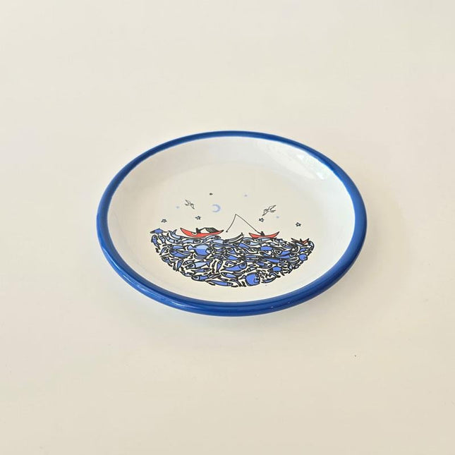 Enamel Dessert Plate 17 cm Fisherman Theme