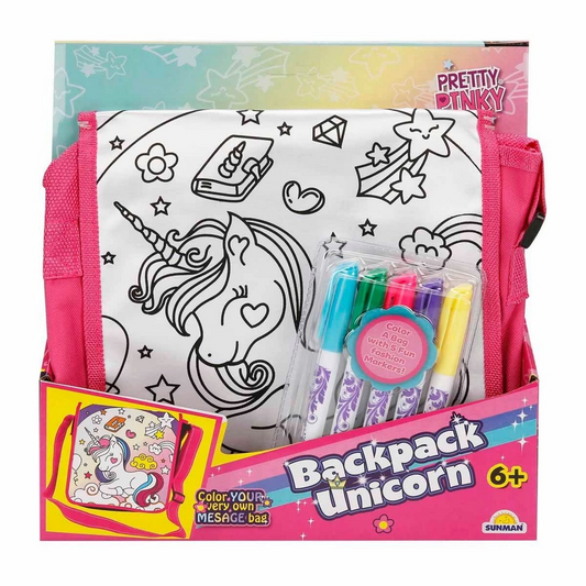 Pretty Pinky Paintable Patterned Unicorn Backpack