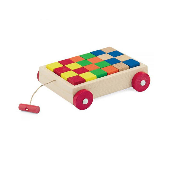 Boxed Wooden Colorful Cube Block Car