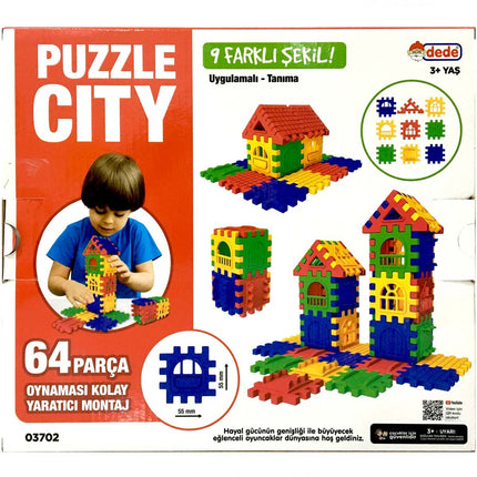 Puzzle City 3D Building and Design Blocks 64 Pieces