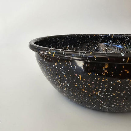 Enamel Bowl 26 cm Sprinkled Pattern Black