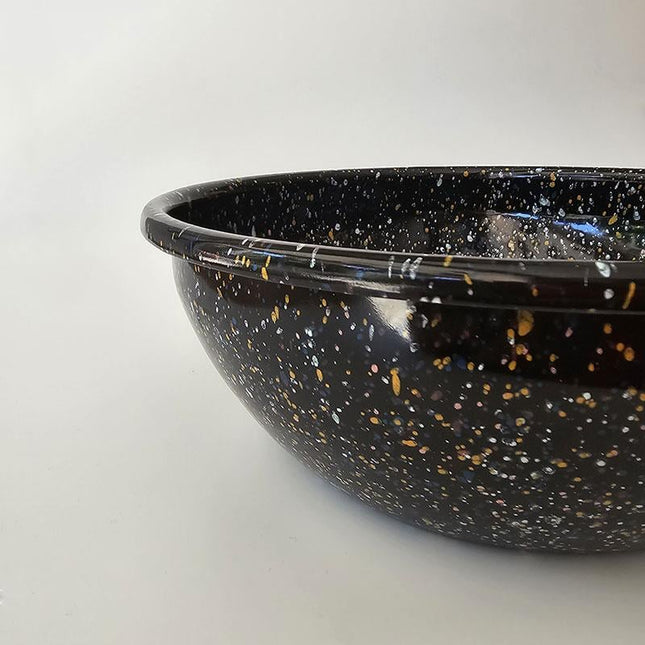 Enamel Bowl 26 cm Sprinkled Pattern Black