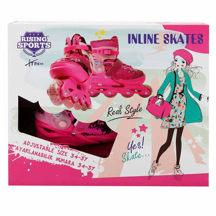 Rising Sports Inline 4 Wheel Skates Pink Sequined