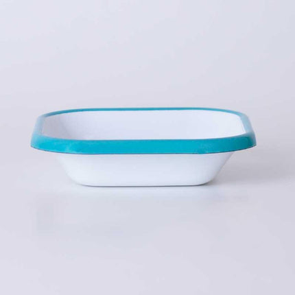 Enamel Square Mini Appetizer Plate Turquoise 11 cm