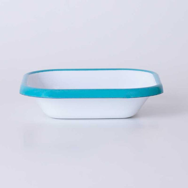 Enamel Square Mini Appetizer Plate Turquoise 11 cm
