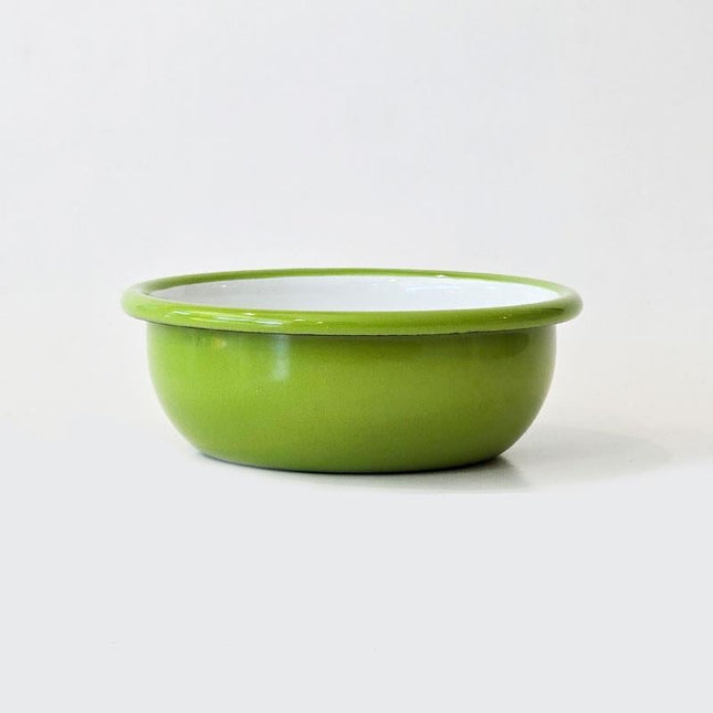 Enamel 12 cm Bowl Peanut Green White Interior