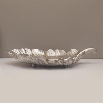 Dekoratif 42 Cm Yaprak Tabak Gümüş