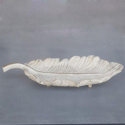 Dekoratif 42 Cm Yaprak Tabak Krem