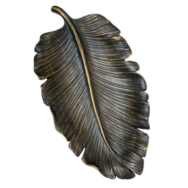 Dekoratif 55 Cm Yaprak Tabak Siyah Altın