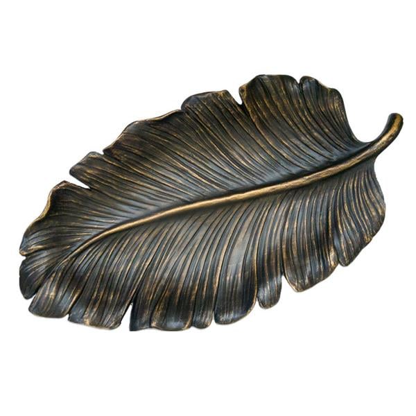 Dekoratif 55 Cm Yaprak Tabak Siyah Altın