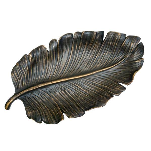 Dekoratif 55 Cm Yaprak Tabak Siyah Altın