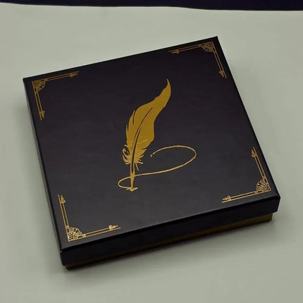 Yaprak Desenli Mor Deri Defter Ve Metal Roller Kalem Seti