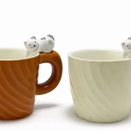 3D Kedi Figürlü Desenli Kupa Bardak