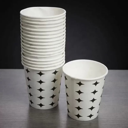 Siyah Yıldız Desenli Karton Bardak - 7 Oz - 50'li Paket