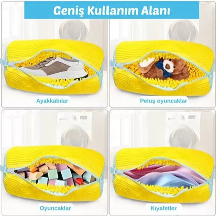 Ayakkabı Yıkama Torbası - Mikrofiber Astarlı - Fermuarlı - Geniş Kullanım Alanı