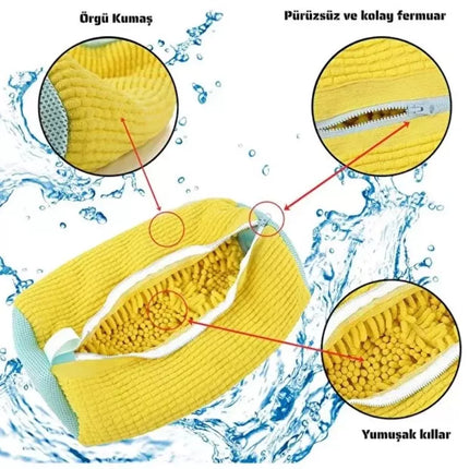 Ayakkabı Yıkama Torbası - Mikrofiber Astarlı - Fermuarlı - Geniş Kullanım Alanı