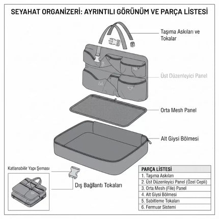Seyahat Çantası - Yer Küçültücü Organizer  - Çok Bölmeli