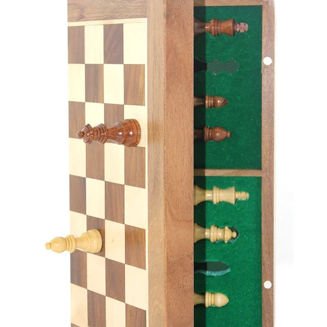 Mıknatıs Taşlı Ahşap Katlanabilir Kutulu Satranç Oyunu 35 Cm