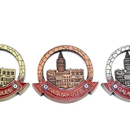 İstanbul Temalı Metal Magnet Galata Kulesi Yuvarlak Tasarım