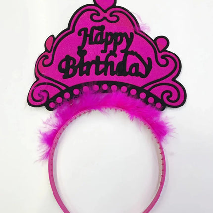 Happy Birthday Yazılı Neon Renk Taç 12 Adet