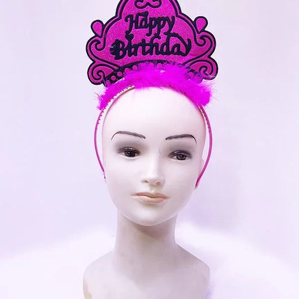 Happy Birthday Neon Fuşya Taç