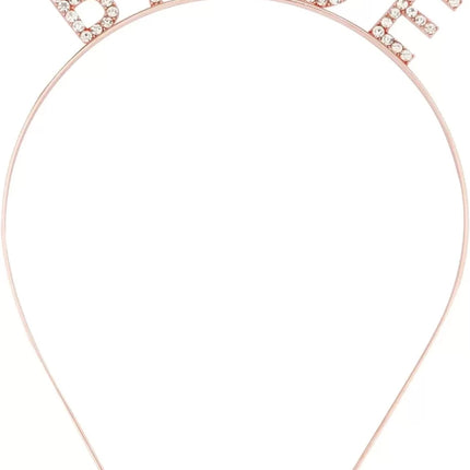 Rose Gold Bekarlığa Veda Kristal Taş Bride Tacı