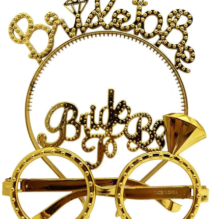 Bride To Be Taç ve Gözlük Seti - Altın Renk