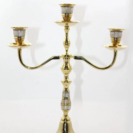 Pirinç Sedefli 3'lü Şamdan Model 2