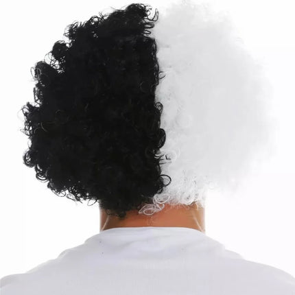 Siyah Beyaz Kıvırcık Afro Bonus Taraftar Peruğu