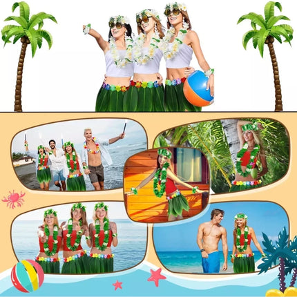 Tropikal Esintili Hawaii Yapraklı Parti Eteği Yetişkin Boy
