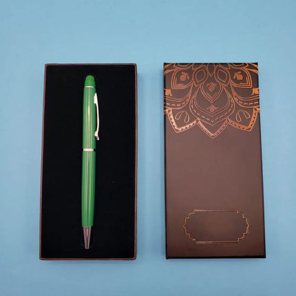 Mandala Desenli Kutulu Yeşil Touchpen Tükenmez Kalem