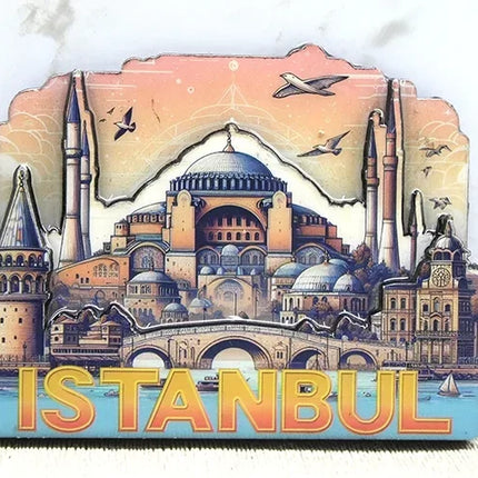 Ahşap İstanbul Temalı Magnet - Model 6